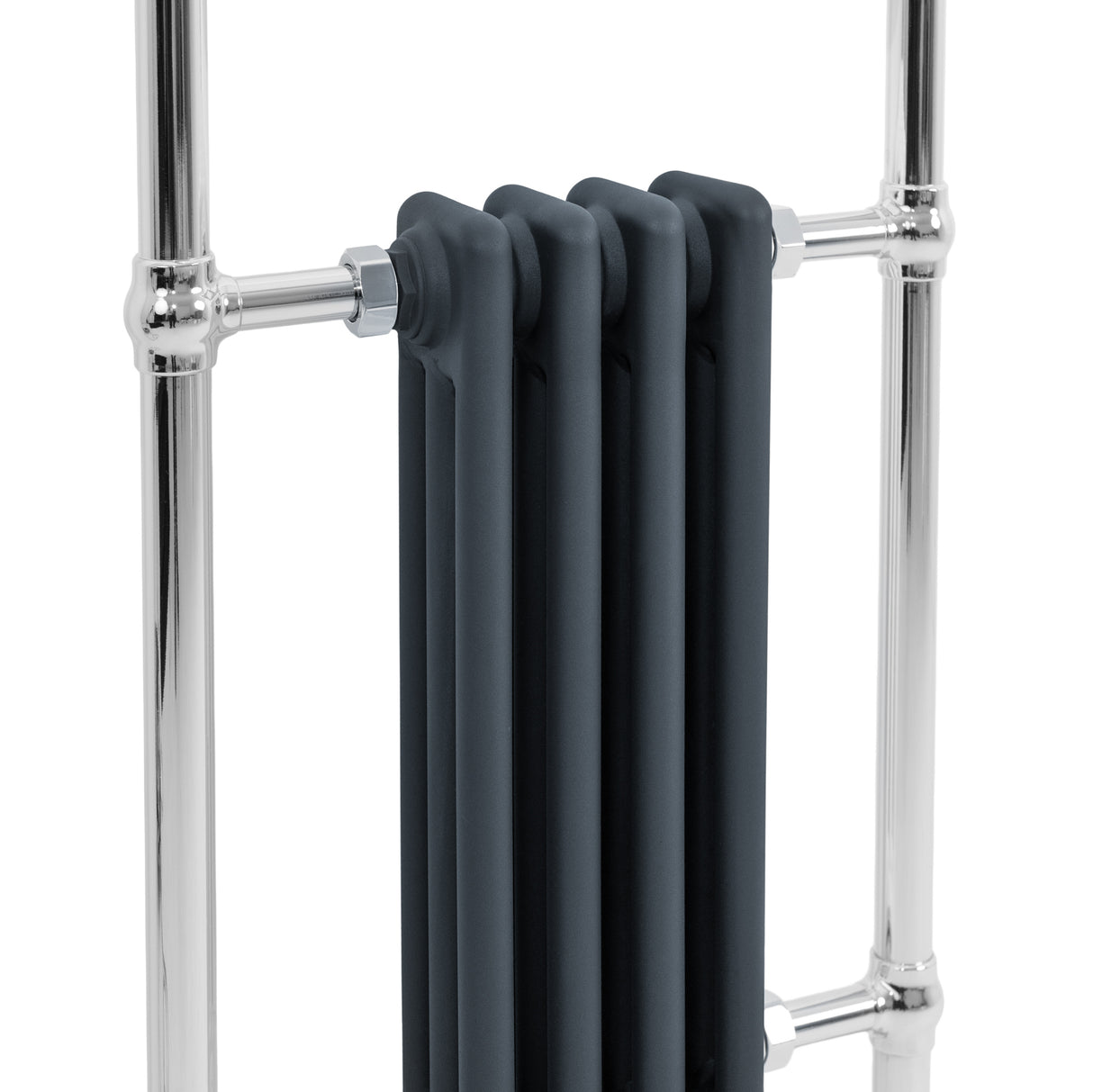 Radiatore Scaldasalviette Tradizionale 950 x 480 mm Grigio Antracite con Barra Cromata