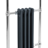 Radiatore Scaldasalviette Tradizionale 950 x 480 mm Grigio Antracite con Barra Cromata