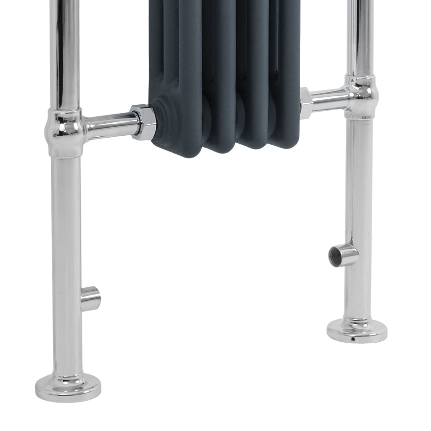 Radiatore Scaldasalviette Tradizionale 950 x 480 mm Grigio Antracite con Barra Cromata