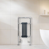 Radiatore Scaldasalviette Tradizionale 950 x 480 mm Grigio Antracite con Barra Cromata
