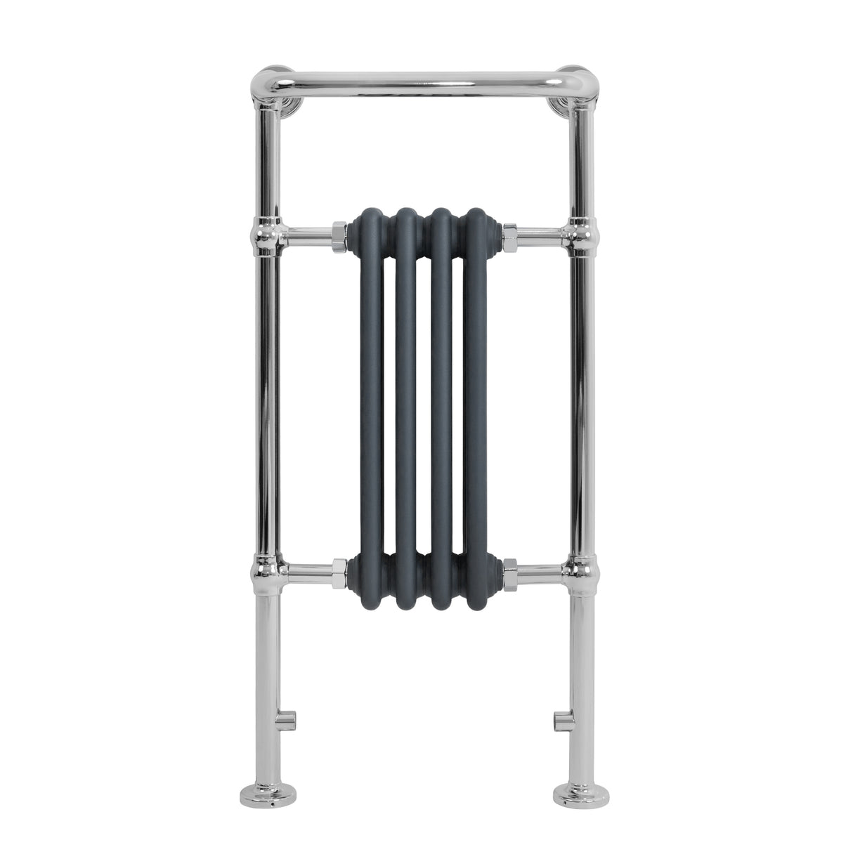 Radiatore Scaldasalviette Tradizionale 950 x 480 mm Grigio Antracite con Barra Cromata