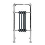 Radiatore Scaldasalviette Tradizionale 950 x 480 mm Grigio Antracite con Barra Cromata