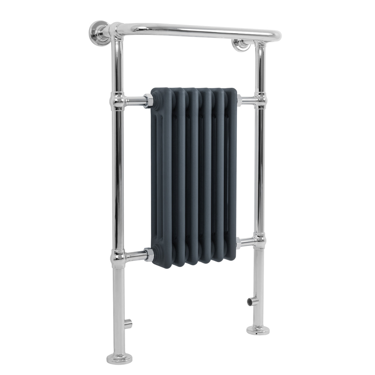 Radiatore Scaldasalviette Tradizionale 950 x 570 mm Grigio Antracite con Barra Cromata