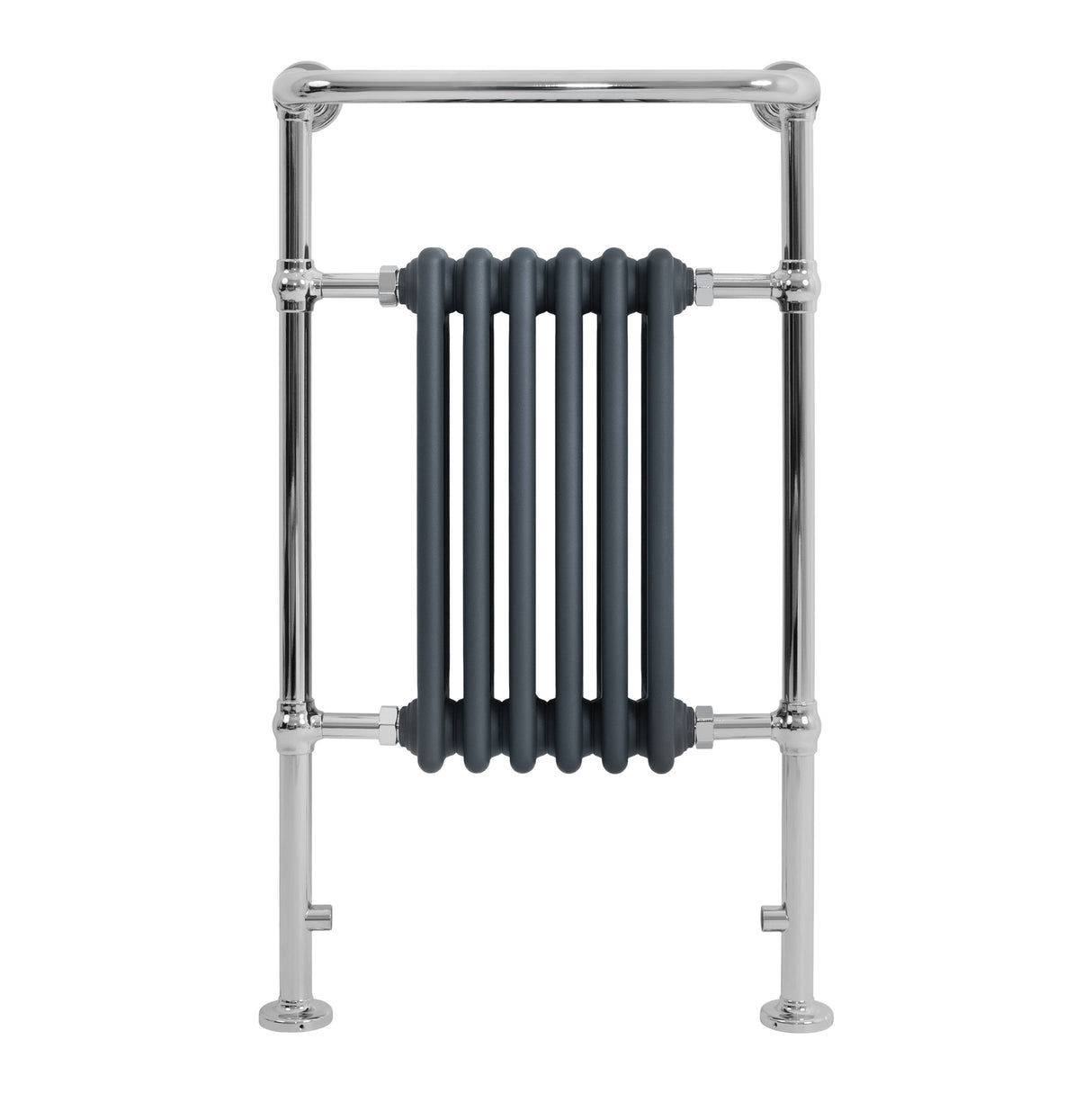 Radiatore Scaldasalviette Tradizionale 950 x 570 mm Grigio Antracite con Barra Cromata
