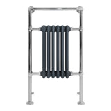 Radiatore Scaldasalviette Tradizionale 950 x 570 mm Grigio Antracite con Barra Cromata