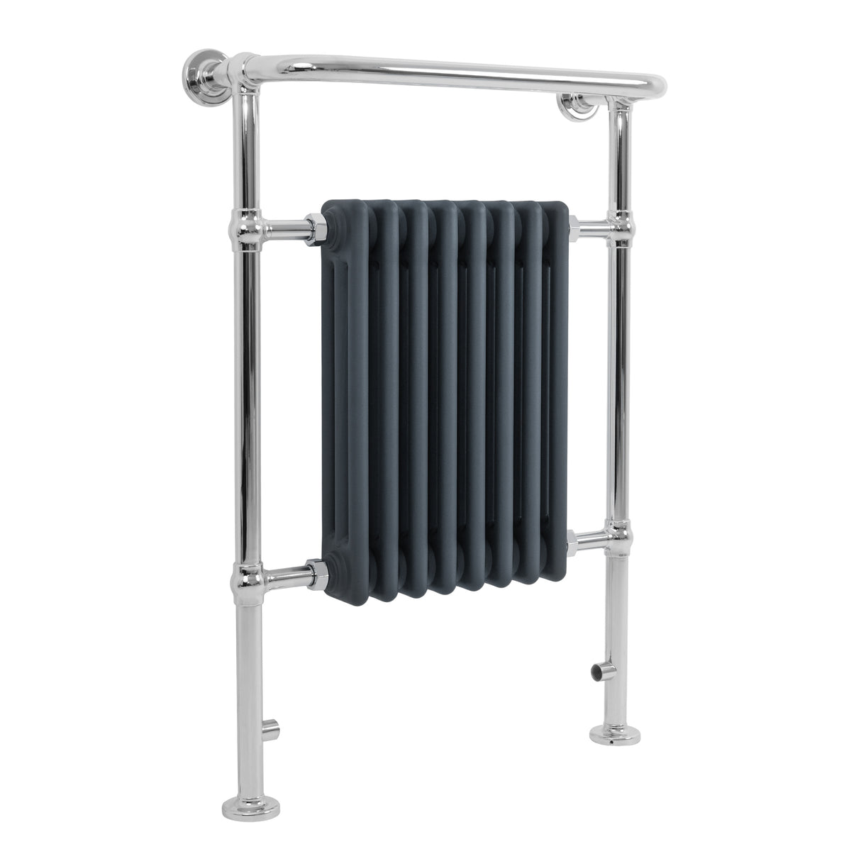Radiatore Scaldasalviette Tradizionale 950 x 660 mm Grigio Antracite con Barra Cromata