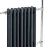 Radiatore Scaldasalviette Tradizionale 950 x 660 mm Grigio Antracite con Barra Cromata