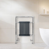 Radiatore Scaldasalviette Tradizionale 950 x 660 mm Grigio Antracite con Barra Cromata