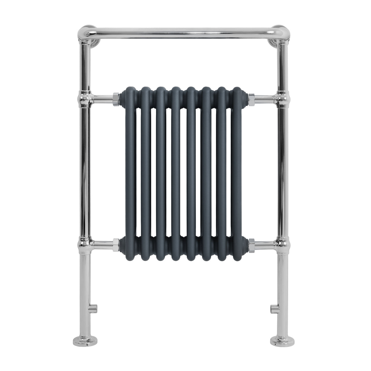 Radiatore Scaldasalviette Tradizionale 950 x 660 mm Grigio Antracite con Barra Cromata