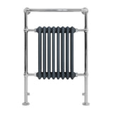 Radiatore Scaldasalviette Tradizionale 950 x 660 mm Grigio Antracite con Barra Cromata