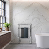 Radiatore Scaldasalviette Tradizionale 950 x 660 mm Grigio Antracite con Barra Cromata