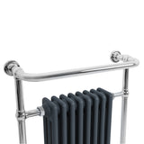 Radiatore Scaldasalviette Tradizionale 950 x 660 mm Grigio Antracite con Barra Cromata