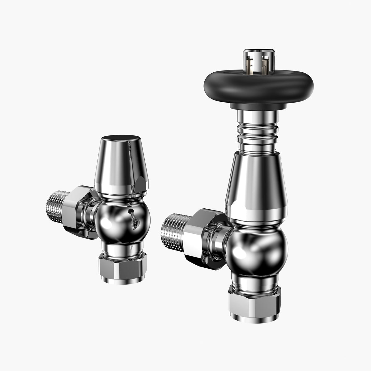 Set Valvole Termostatiche Tradizionali Angolate per Radiatore – Cromato