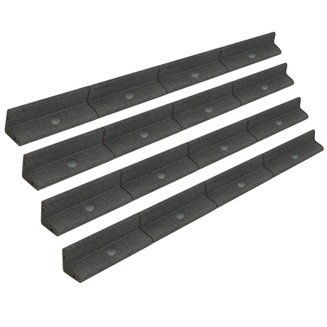 Bordura giardino flessibile grigia in materiale resistente, lunga 4 metri e alta 1,2 metri, con superficie liscia e design modulare