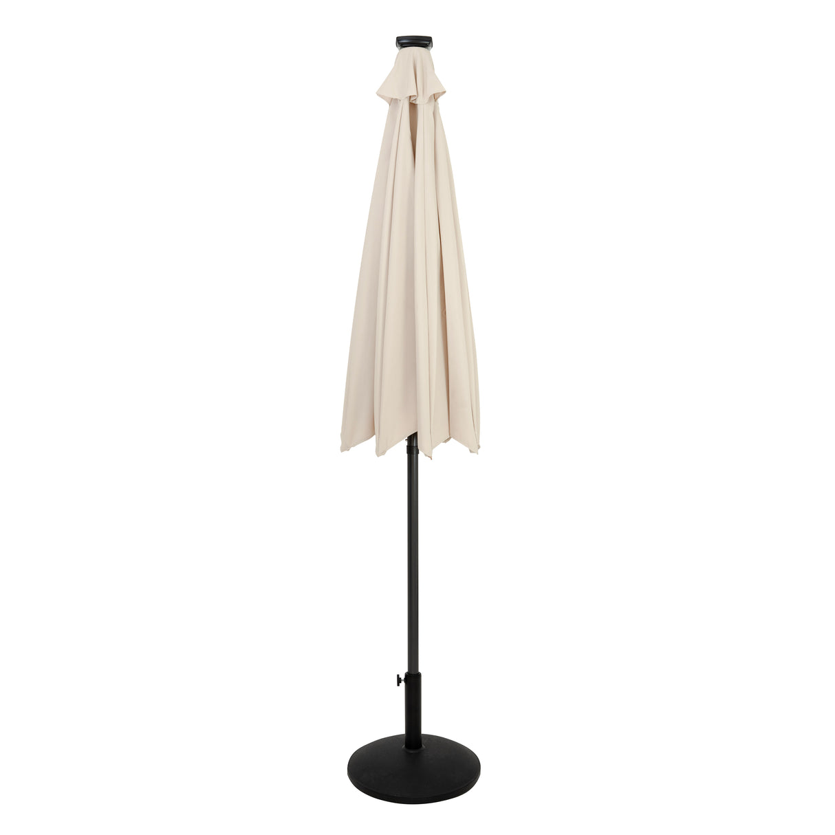 Ombrellone LED Inclinabile 2,7m Cream con Base e Luci Solari