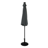 Ombrellone LED Inclinabile 2,7m Grigio con Base e Luci Solari