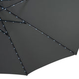 Ombrellone LED Inclinabile 2,7m Grigio con Base e Luci Solari