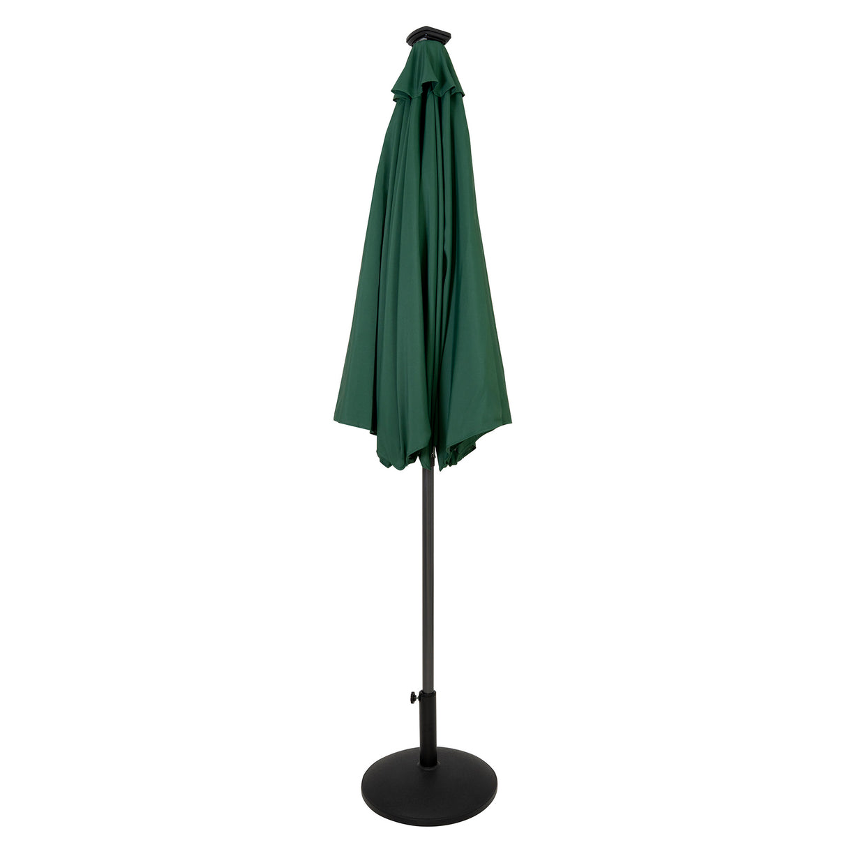 Ombrellone LED Inclinabile 2,7m Verde con Base e Luci Solari