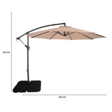 Ombrellone Decentrato 3m Beige con Base Quadrata Riempibile