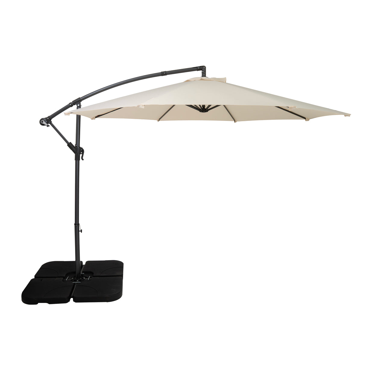 Ombrellone Decentrato 3m Cream con Base Quadrata Riempibile