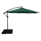Ombrellone Decentrato 3m Verde con Base Quadrata Riempibile