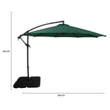 Ombrellone Decentrato 3m Verde con Base Quadrata Riempibile