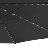 Ombrellone Decentrato LED 3m Grigio con Base Quadrata Riempibile