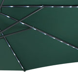 Ombrellone Decentrato LED 3m Verde con Base Quadrata Riempibile