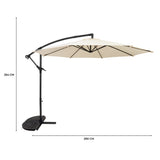 Ombrellone Decentrato 3m Cream con Base a Ventaglio 2 Pesi