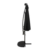 Ombrellone Decentrato LED 3m Nero con Base a Ventaglio 2 Pesi
