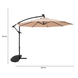 Ombrellone Decentrato LED 3m Beige con Base a Ventaglio 2 Pesi