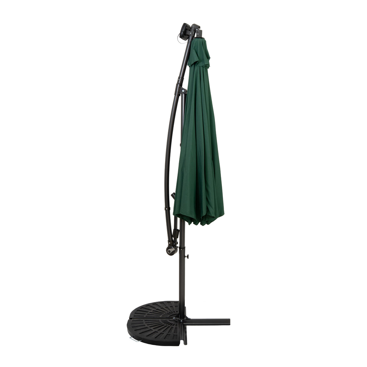 Ombrellone Decentrato LED 3m Verde con Base a Ventaglio 2 Pesi