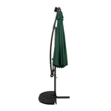 Ombrellone Decentrato LED 3m Verde con Base a Ventaglio 2 Pesi