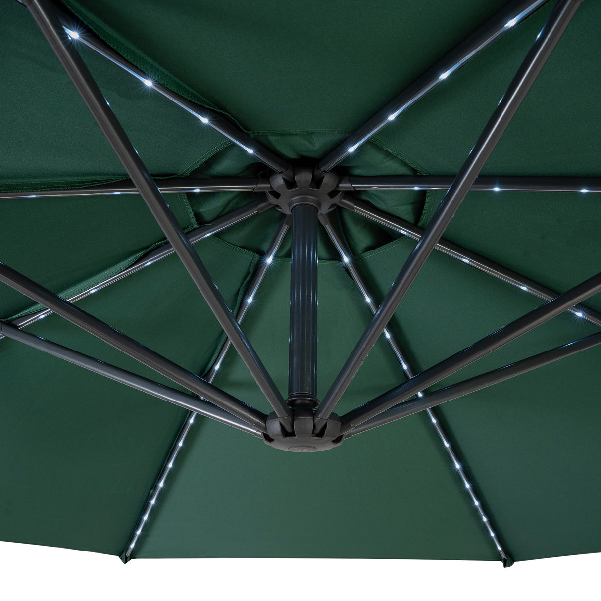 Ombrellone Decentrato LED 3m Verde con Base a Ventaglio 2 Pesi