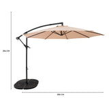 Ombrellone Decentrato 3m Beige con Base a Ventaglio 4 Pesi