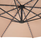 Ombrellone Decentrato LED 3m Beige con Base a Ventaglio 4 Pesi