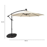 Ombrellone Decentrato LED 3m Cream con Base a Ventaglio 4 Pesi