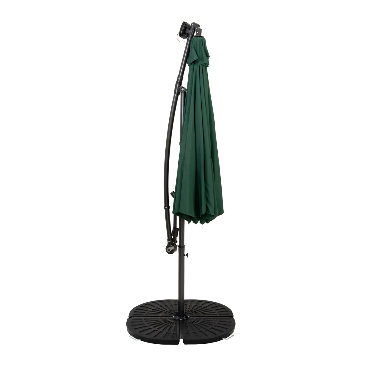 Ombrellone Decentrato LED 3m Verde con Base a Ventaglio 4 Pesi