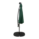 Ombrellone Decentrato LED 3m Verde con Base a Ventaglio 4 Pesi