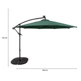 Ombrellone Decentrato LED 3m Verde con Base a Ventaglio 4 Pesi