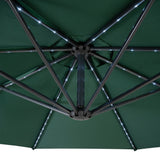 Ombrellone Decentrato LED 3m Verde con Base a Ventaglio 4 Pesi