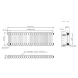 Radiatore Tradizionale a 2 Colonne con Valvole - 300 x 1010 mm - Metallo Grezzo