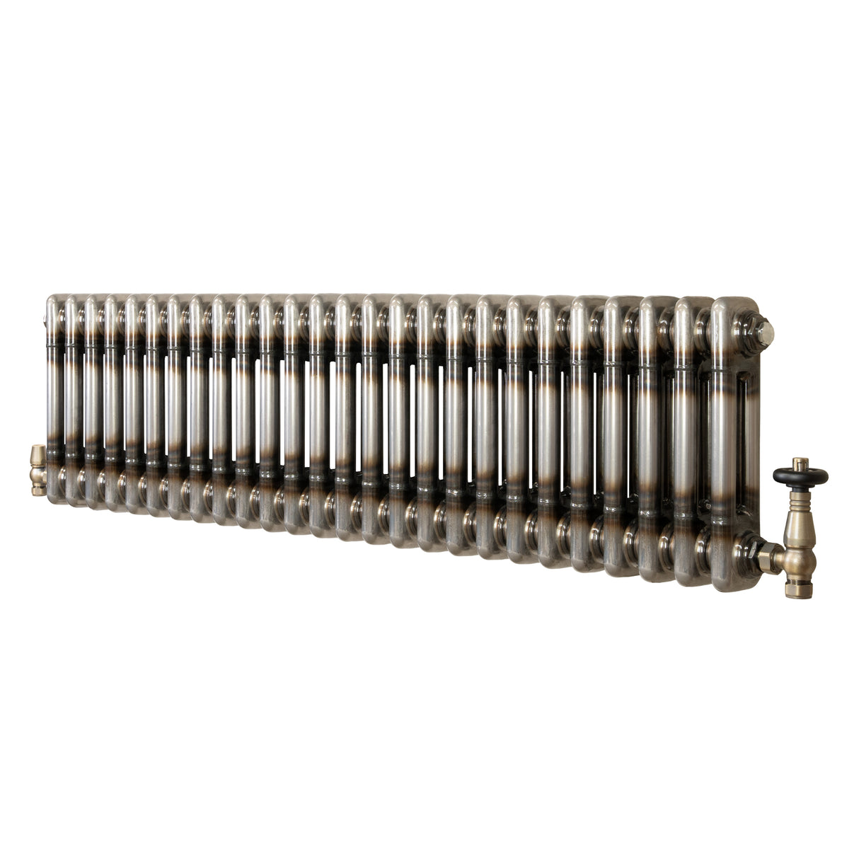 Radiatore Tradizionale a 2 Colonne con Valvole - 300 x 1190 mm - Metallo Grezzo