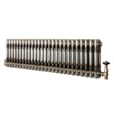 Radiatore Tradizionale a 2 Colonne con Valvole - 300 x 1190 mm - Metallo Grezzo