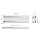 Radiatore Tradizionale a 2 Colonne con Valvole - 300 x 1190 mm - Metallo Grezzo