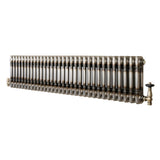 Radiatore Tradizionale a 2 Colonne con Valvole - 300 x 1460 mm - Metallo Grezzo