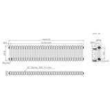 Radiatore Tradizionale a 2 Colonne con Valvole - 300 x 1460 mm - Metallo Grezzo
