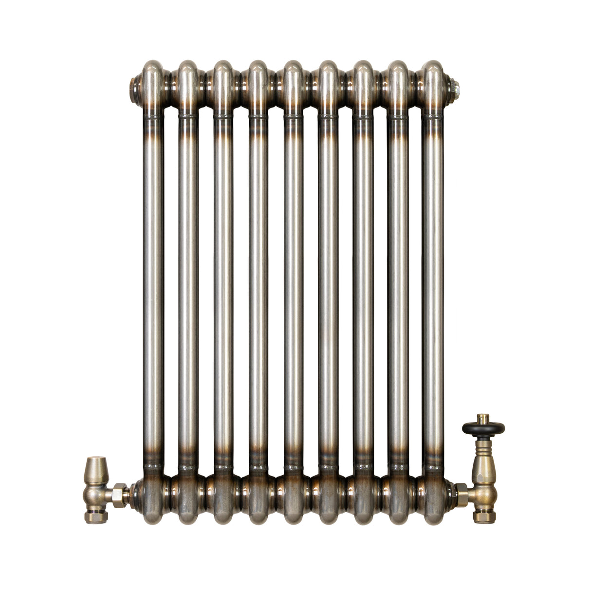 Radiatore Tradizionale a 2 Colonne con Valvole - 600 x 425 mm - Metallo Grezzo