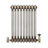 Radiatore Tradizionale a 2 Colonne con Valvole - 600 x 425 mm - Metallo Grezzo