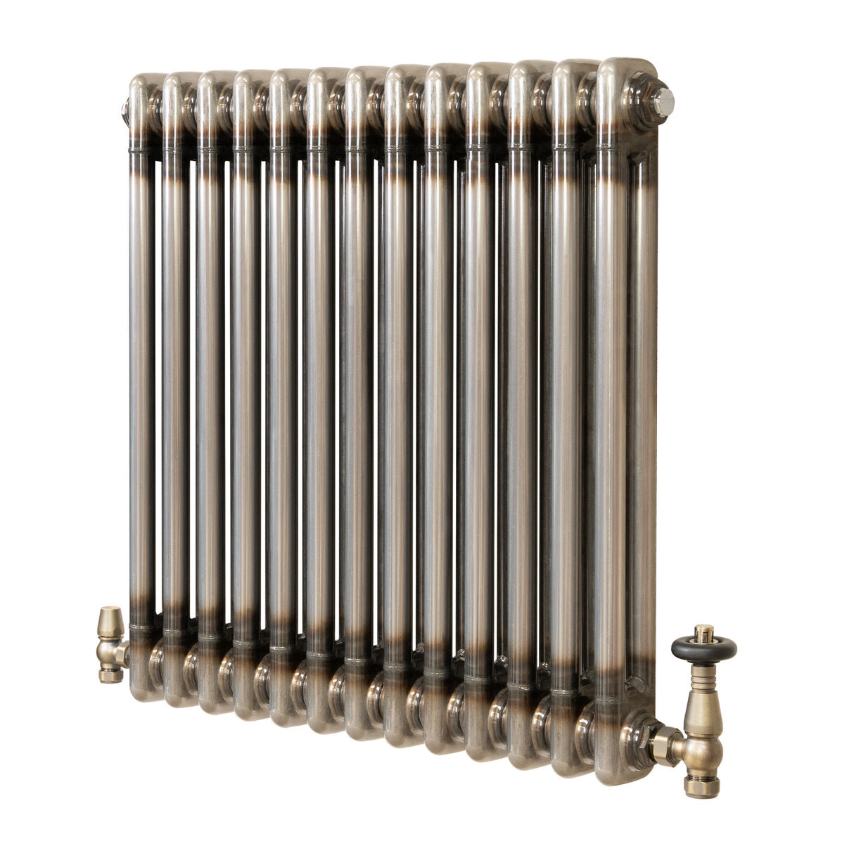 Radiatore Tradizionale a 2 Colonne con Valvole - 600 x 605 mm - Metallo Grezzo